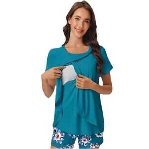 Lot Of 2 Sz Small Tulip Style Breastfeeding Shirts Tops Blue Black